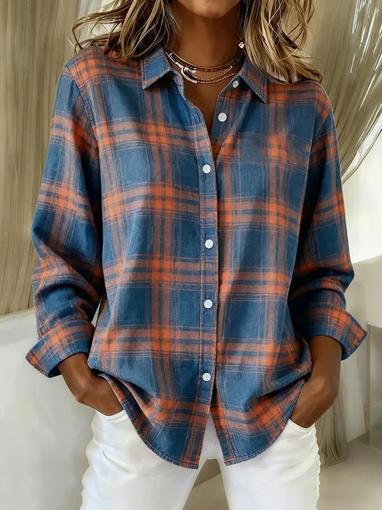 Check Print Women's Long Sleeve Shirt