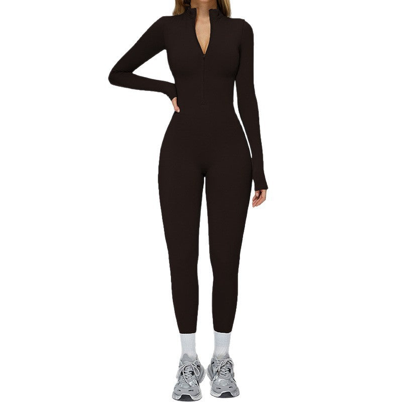 Fleece-lined Thermal Zip-up Fitness Bodycon Pants With A Cinched Waist