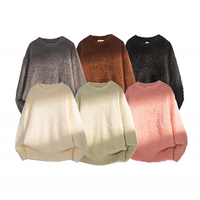 Fashionable Loose-fit Casual Solid-color Crewneck Sweater