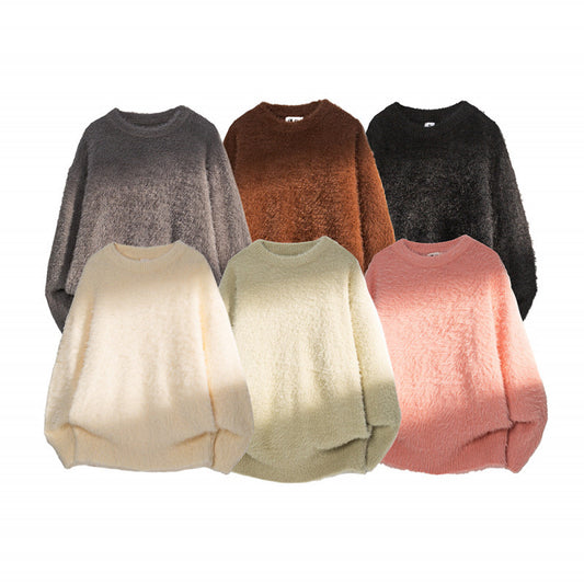 Fashionable Loose-fit Casual Solid-color Crewneck Sweater
