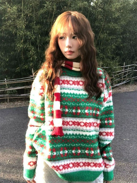 Vintage Fairisland Jacquard Christmas Sweater
