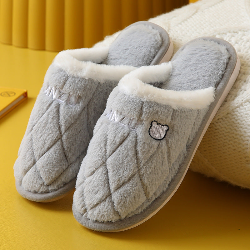 Couples' Cotton Slippers For Women's Indoor Household Use In Autumn And Winter