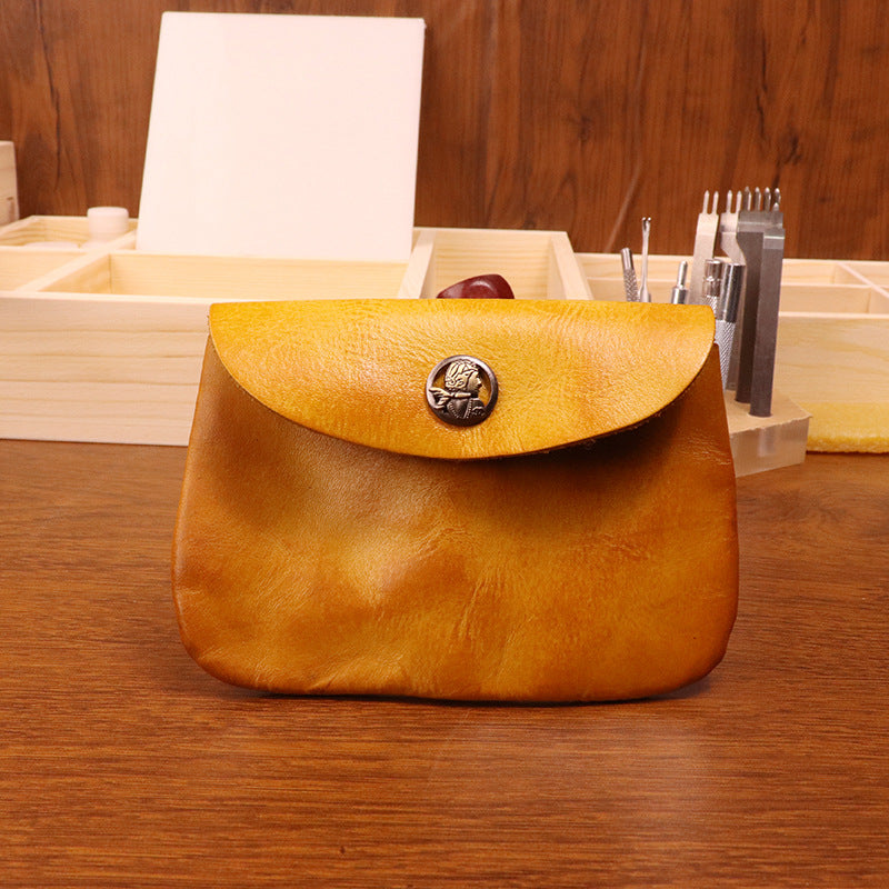 First Layer Cowhide Skeleton-skin Card Bag Women's Distressed