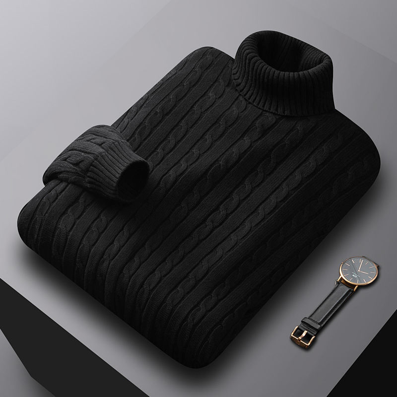 Men's Turtleneck Sweater Thick Cotton Sweater Fleece Lined Padded Warm Keeping Underwear