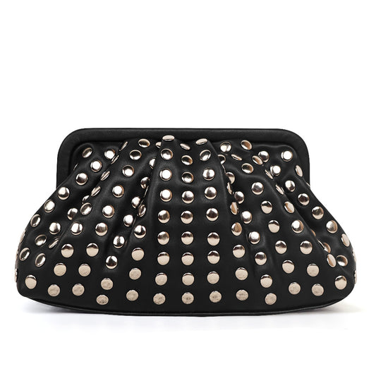 Punk Shell Retro Easy Matching Female Genuine Leather Clutch Bag