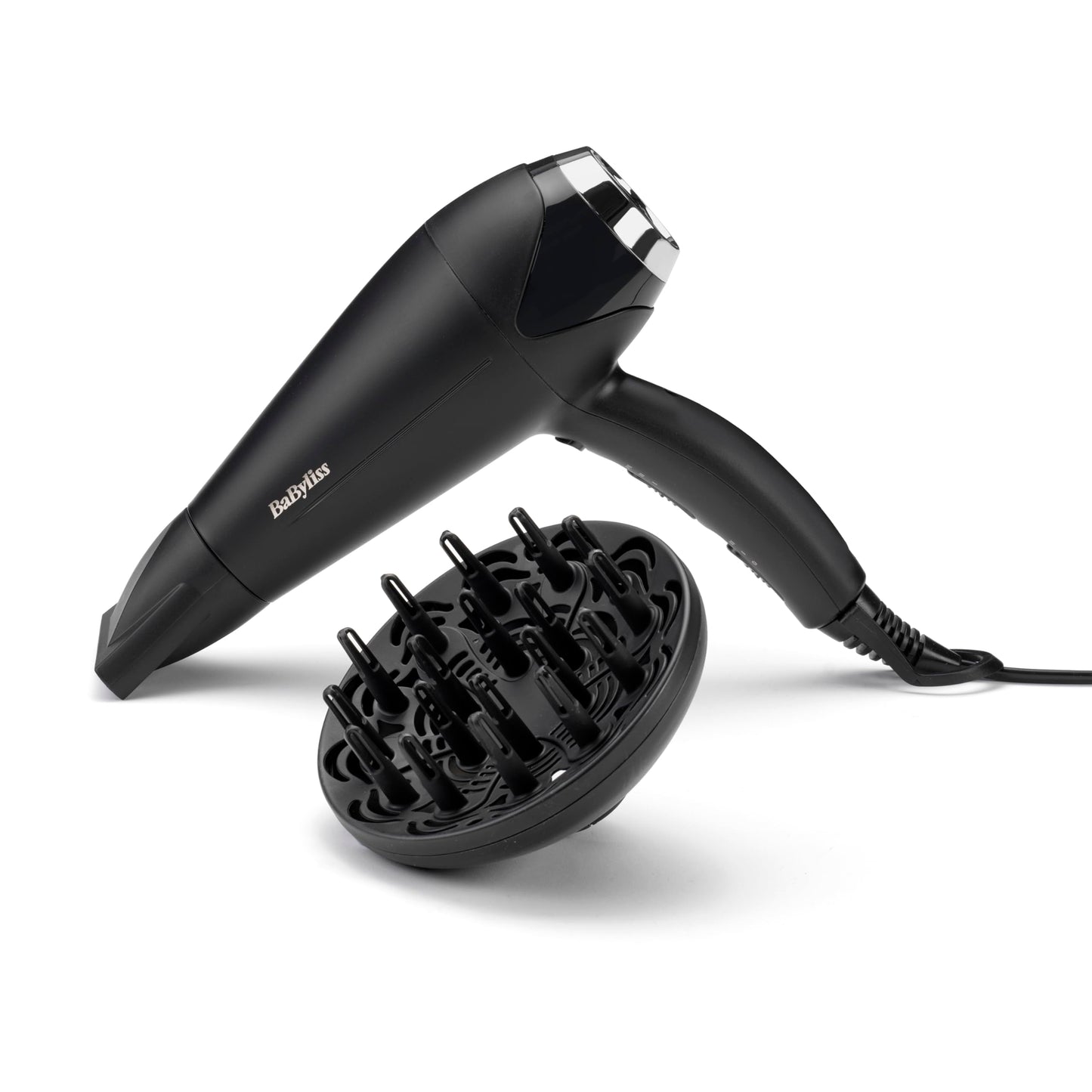 BaByliss Turbo Smooth Hårfön - 2200 W Kraftfull Hårtork, Stor Diffuser, Joniserad Frissfri Styling, 3 Värme- & 2 Hastighetsinställningar, Svart, D572DE