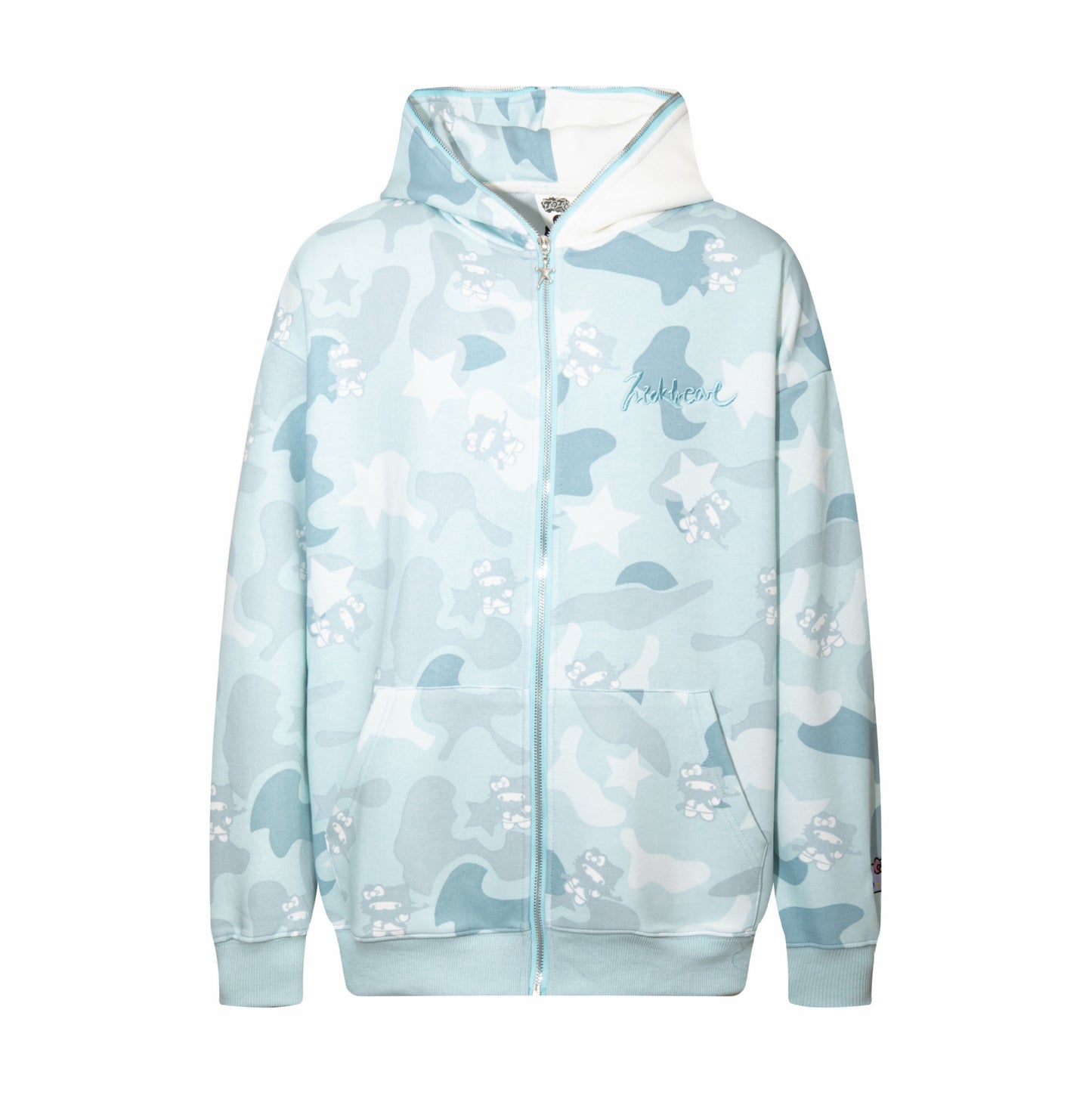 Full Printed Cartoon Cat Letter Embroidery Hooded Cardigan Sweater