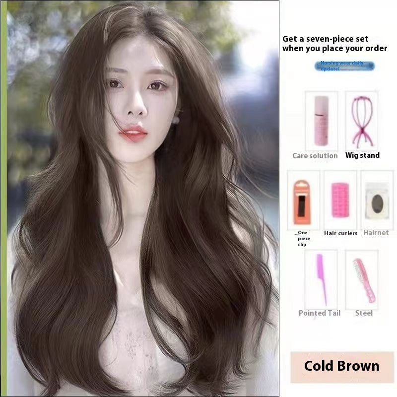 Jaulin Wig Women's Long Hair Forehead Lace Full-head Wig New Artificial Natural Mid-length Long Straight Hair Full Top Wig