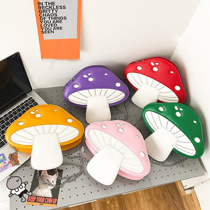 Personalized Collision Color Simulation Mushroom Crossbody Bag