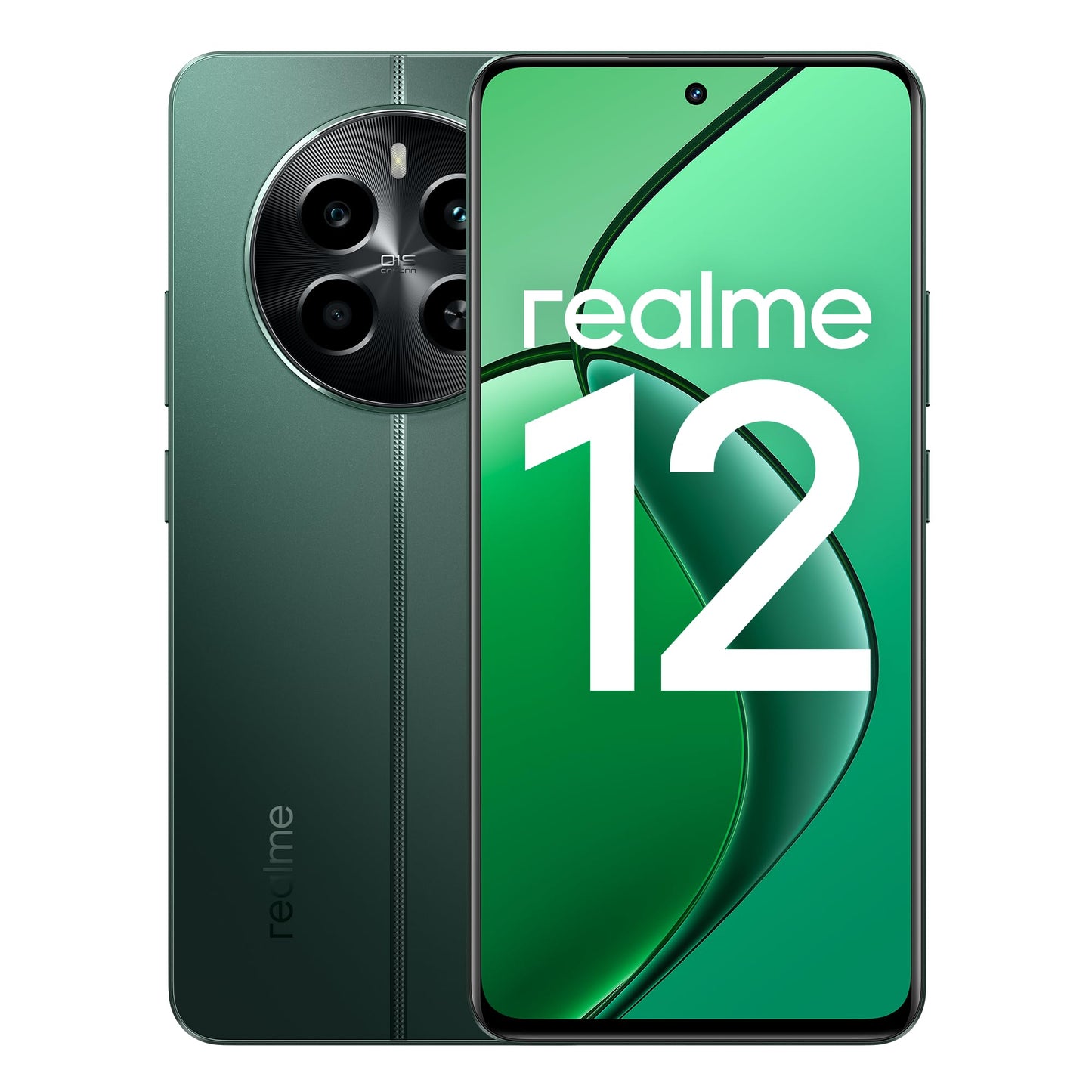realme Smartphone 12 4G 8 + 128 GB, 67 W SUPERVOOC-laddning, Snapdragon 685-chipset, 120 Hz AMOLED FHD+-skärm, Sony LYT-600 OIS kamera, 5 000 mAh massivt batteri, Pioneer grön (ingen adapter)