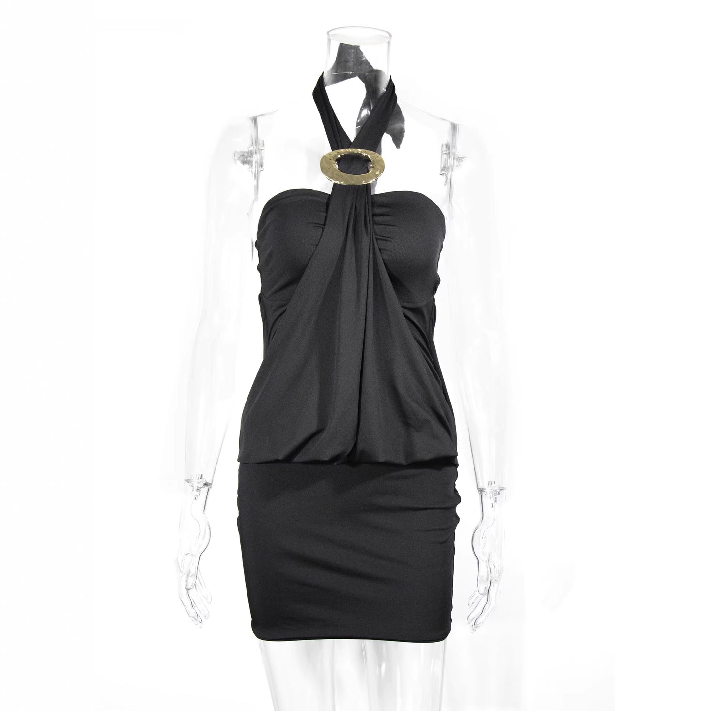 Elegant Minimalist Pleated Sheath Skirt Dress