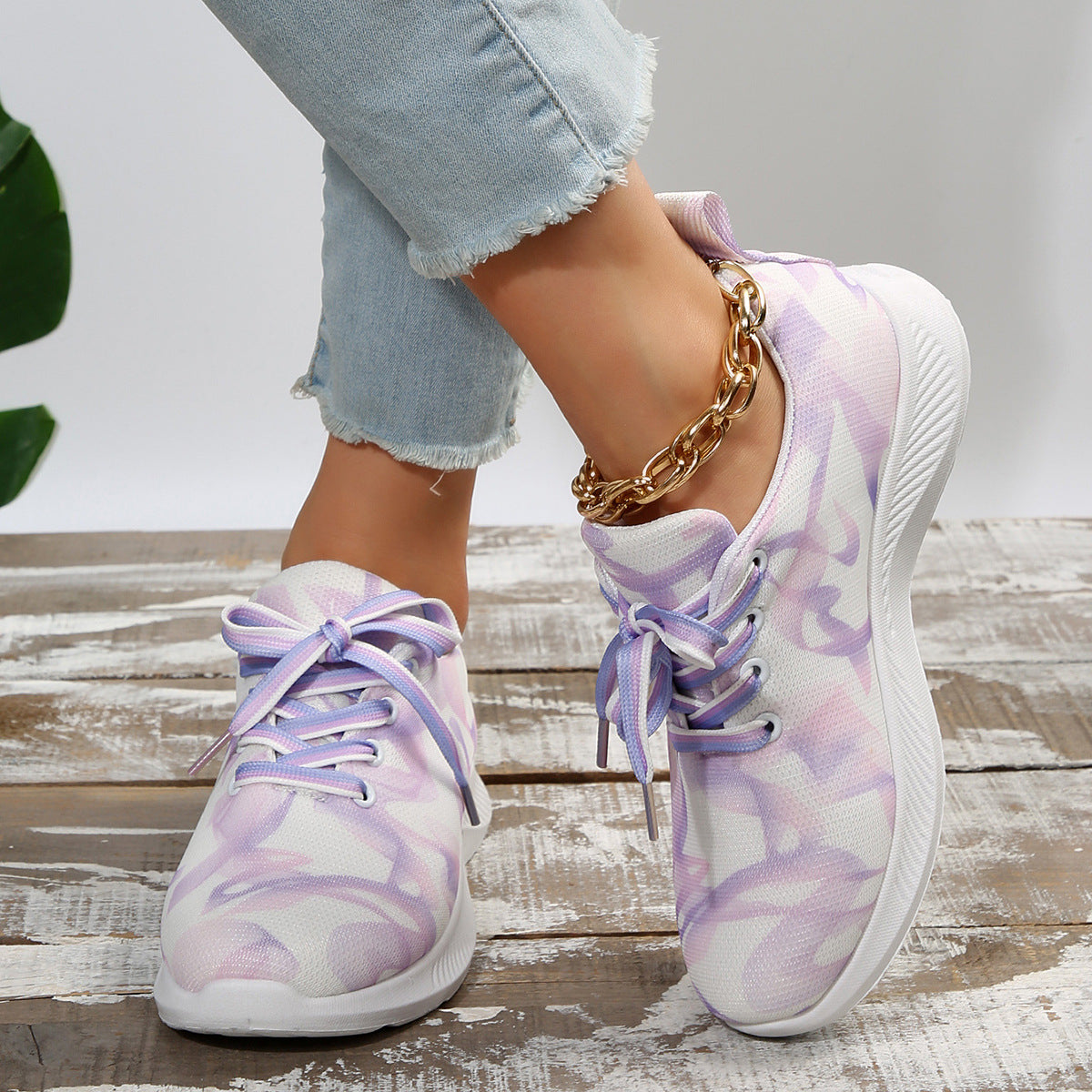 Women's Color Matching Casual Low-top Sneaker
