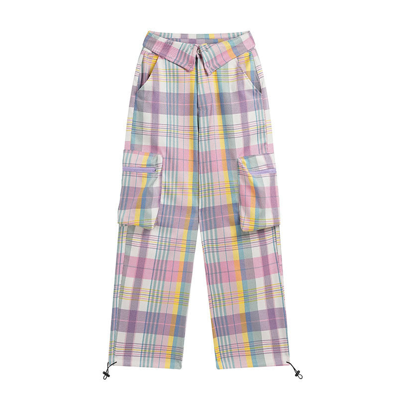 Summer Harajuku Street Retro Hot Girl Style Pattern Low Waist Workwear Casual Pants