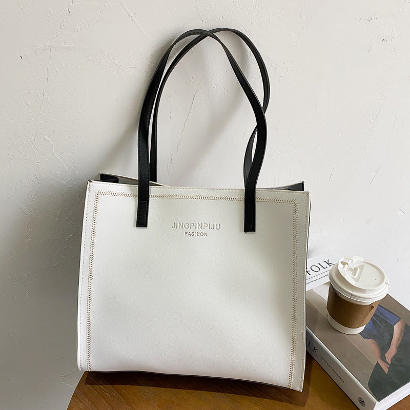 Stor Kapacitet Skulder Ensfarvet Bæretaske Simpel Tote Bag