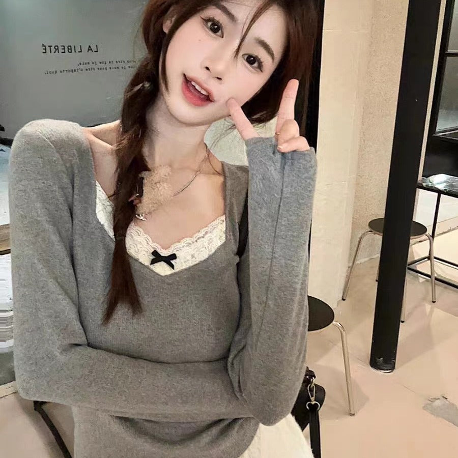 Autumn And Winter Brushed Warm Sweet Inner Bottoming Shirt Women