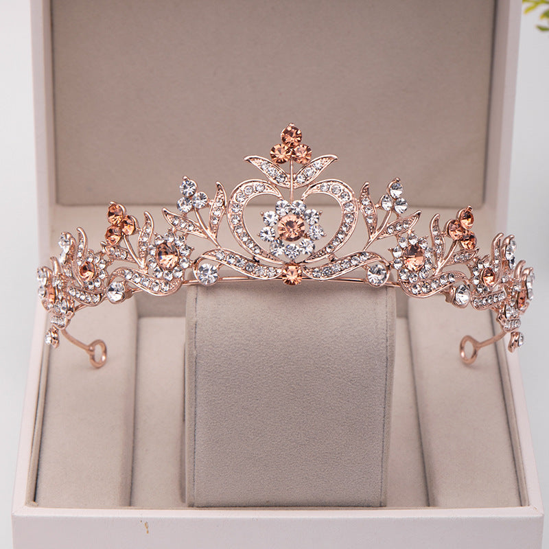 Popular Wedding Headdress, Leaf Diamond Baroque Bridal Crown With Accessories