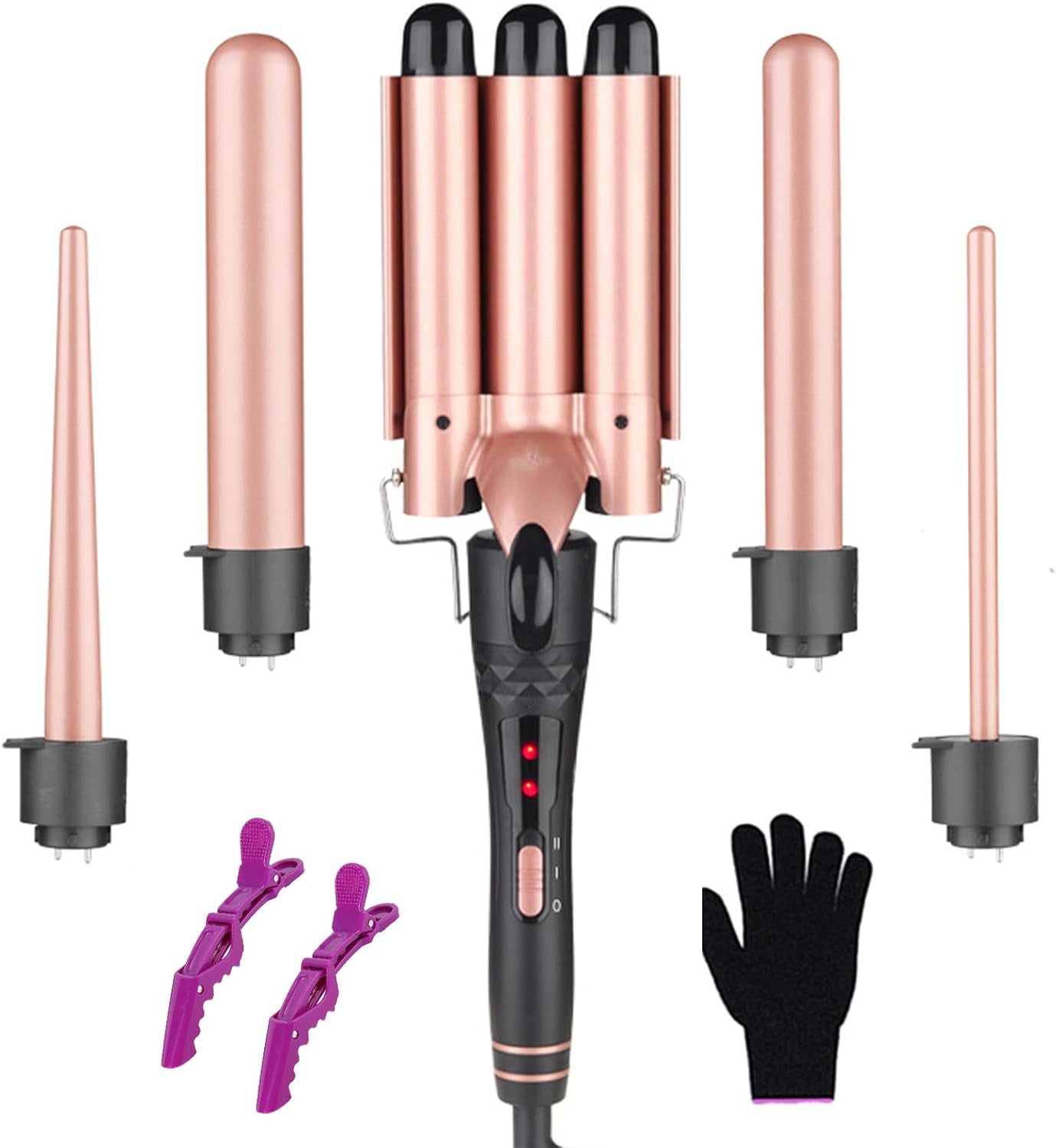 Rizador De Cabello, Rizador Profesional De Cabello De 9-32 Mm, Rizos Intercambiables Multifunción 5 En 1, Calentamiento Instantáneo Con Guante Protector Contra Para Cabello Largo Y Corto
