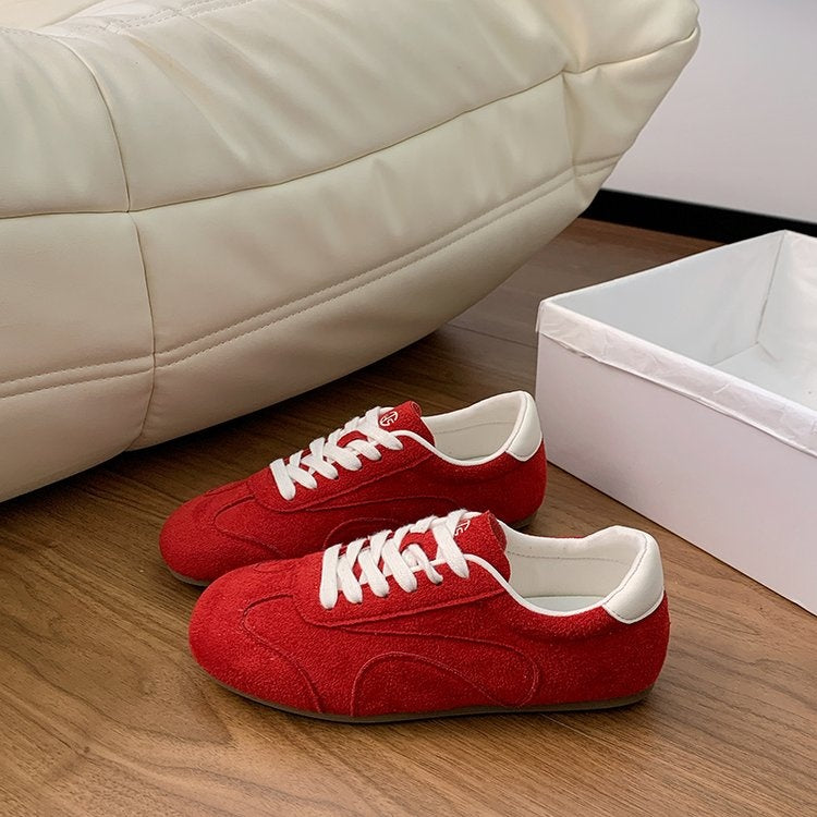 Spring & Autumn New Arrival Anti-slip Suede Fashion Shoes, Low-top Casual Outdoor Solid Color Sneakers