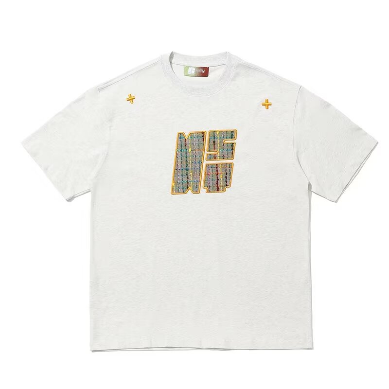 Retro Design Woven Embroidery Loose Short Sleeved T-shirt