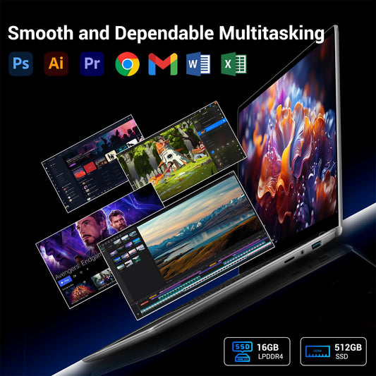 SADSYMB 15,6-tums bärbar dator, 16 GB RAM 512 GB SSD N95 processor (upp till 3,4 GHz), Windows 11 bärbar dator med mus ingår, 1 920 x 1 080 IPS, 2,4/5,0G wifi, BT5.0, USB 3.0 × 2