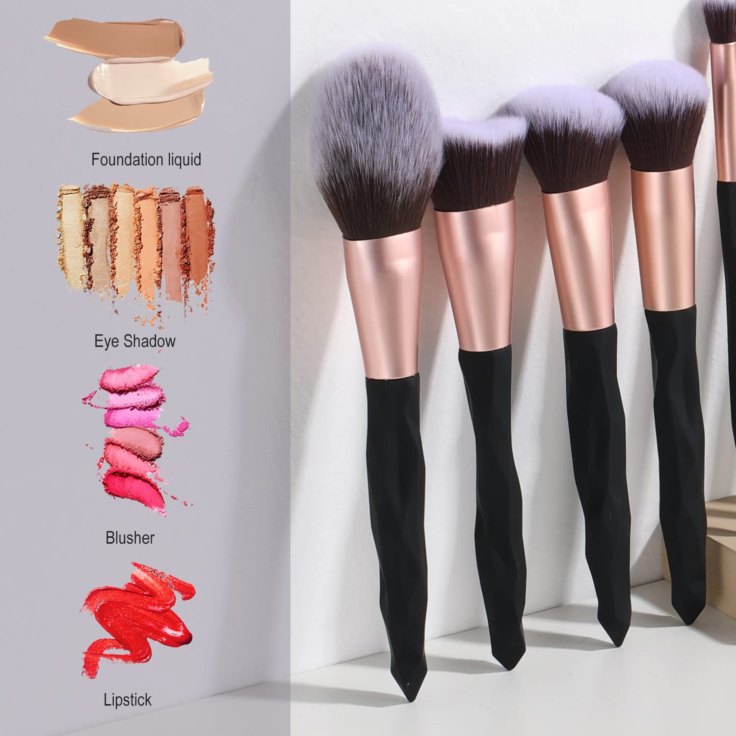 Black Makeup Brushes and Makeup Sponges 18Pcs Makeup Tool Set Makeup Brushes Set Natural Synthetic Eye Shadow Foundation Make-Up Facial Mixed Powder Blusher Concealer Eye Makeup Brush Set