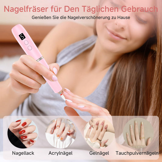 Nagelfräs för gelnaglar – 12 i 1 elektrisk nagelfil – manikyrset elektrisk 20 000 varv/min, 5 växlar elektrisk nageldrill, fräsnaglar för naturnaglar, akrylnaglar, gelnaglar, avlägsnar förhårdnader