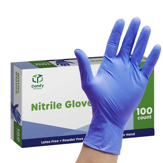 [100 antal – stor] Nitrile Engångshandskar – 4 mil. | Latexfria och gummifria | Icke-stadig pulverfria handskar