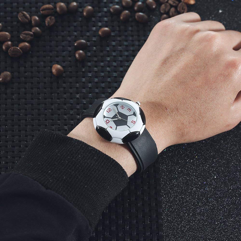 MYFT Men's Fashion Slim Minimalist Waterproof Watch Football Dial Silicone Strap Quartz Child WristMYFT Watches