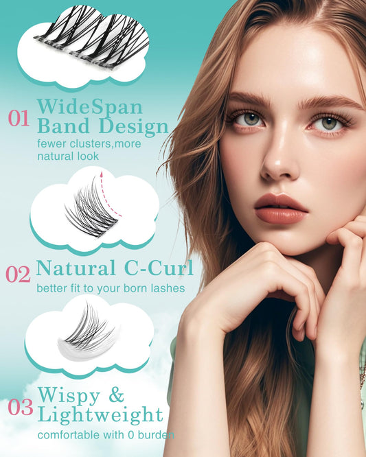 Obeyalash Förlängning ögonfransar Wispy C Curl falska ögonfransar enskilda kluster lashes kattöga 8–16 mm naturlig lash kluster naturlig look klar band DIY ögonfransar mjuka och bekväma förlängningar