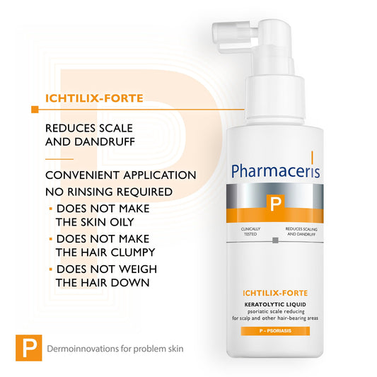 ICHTILIX-FORTE – medel för huvud psoriasis spray för hårbottenbehandling vid psoriasis och eksem | hårbottenvård | lindrar klåda och lätt inflammation 125 ml