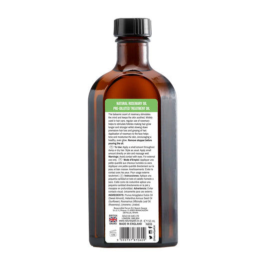 Nature Spell rosmarinolja för hår och hud 150 ml, rosmarinolja för hårväxt, behandla torrt skadat hår, mot håravfall, tillverkad i Storbritannien