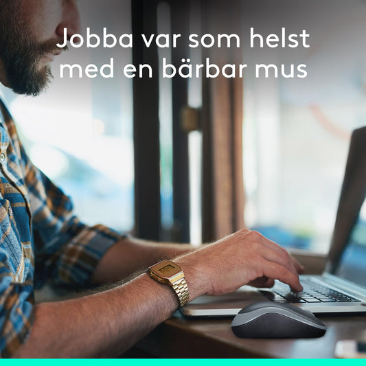 Logitech 910-002235 M185 trådlös mus USB för PC Windows, Mac och Linux, Grå,Svart