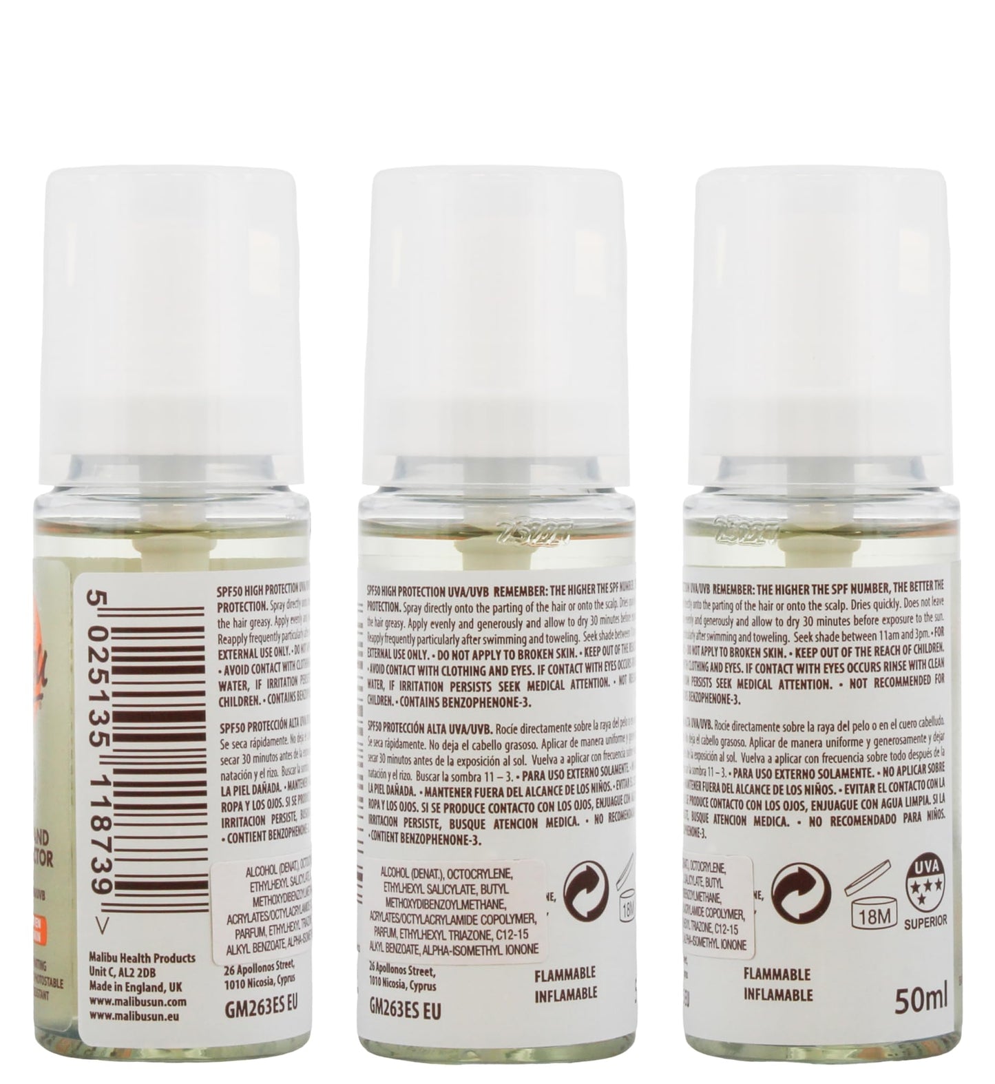 Malibu Clear Hair and Scalp Protector SPF 50 50ml