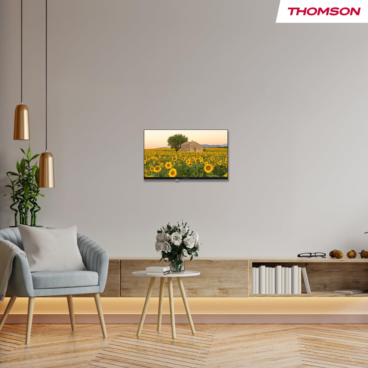 THOMSON 32 Tum (80 cm) LED HD Smart Android TV, Google Assistant, Wi-Fi, Dolby Digital, Bluetooth, Triple-Tuner (Kabel/Satellit/Antenn), HDMI, CI+, A+ Panel - 32HA2S13