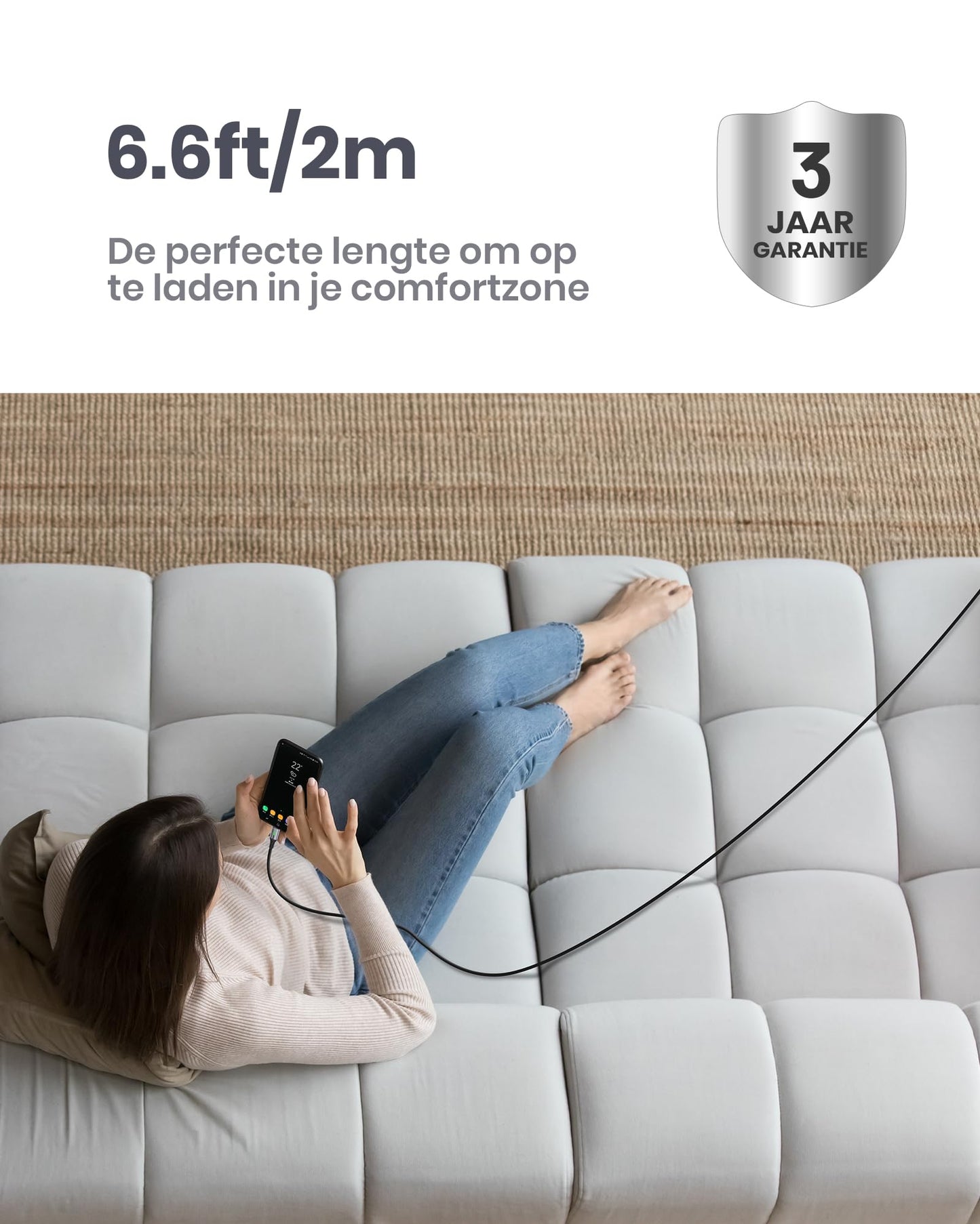 INIU USB C-kabel [5-pack], Snabbladdning (2+2+1+1+0.5m) Type C-Kabel, 3,1 A QC Zinklegerad, Nylon Flätad Datakabel, USB till USB C-Laddningskabel för Samsung S21 S20 S10 Huawei OnePlus Google LG etc