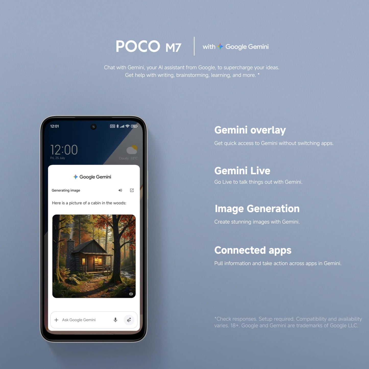 Xiaomi POCO M7, Smartphone 6+128 GB, 6,9 tums FHD+ 144 Hz skärm, Snapdragon 685, 50 MP AI dubbelkamera, 7000 mAh, silver, laddare ingår inte