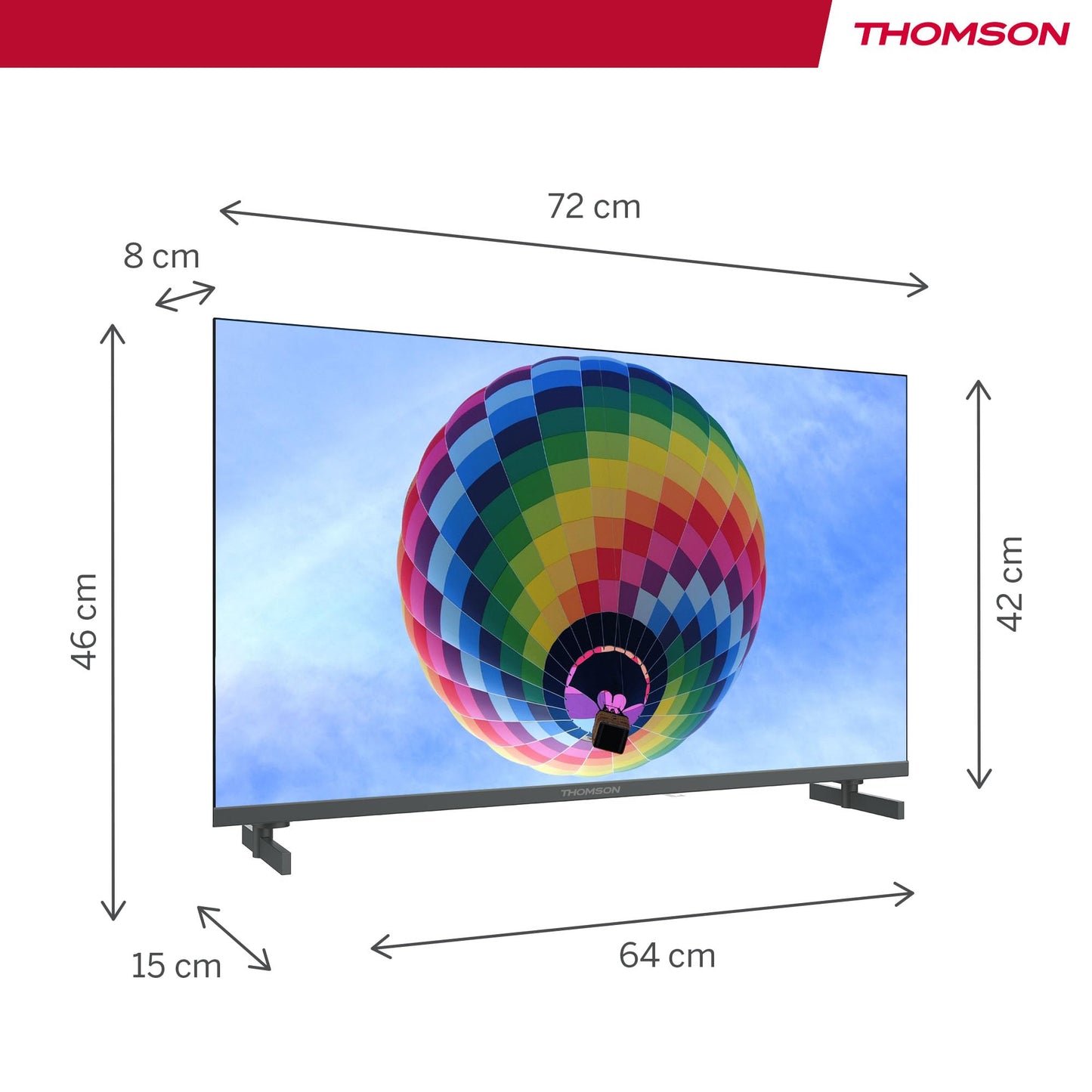 THOMSON 32 Tum (80cm) QLED Google Smart TV, Wi-Fi, Dolby Audio, HDR10, Bluetooth 5.1, Triple-Tuner (Kabel/Satellit/Antenn), HDMI, CI+, A+ Panel - 32QG4S14