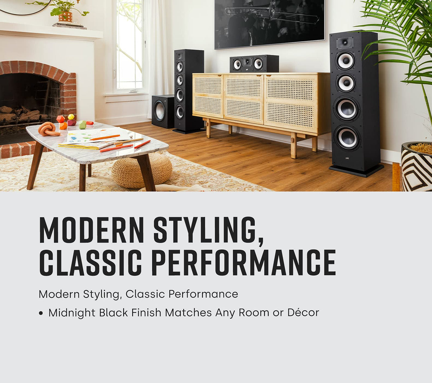 Polk Audio Monitor XT30, Centerhögtalare, Hi-Res-certifierad, kompatibel med Dolby Atmos och DTS:X (styck), svart