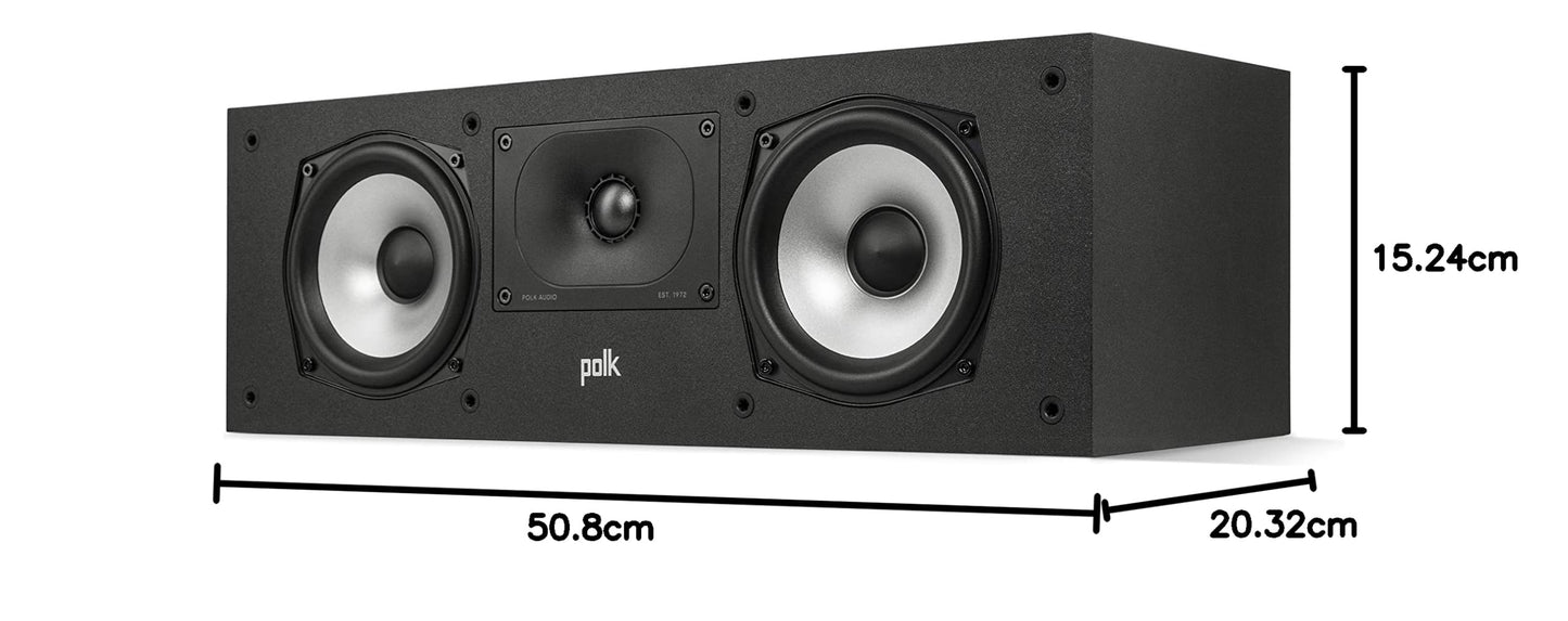 Polk Audio Monitor XT30, Centerhögtalare, Hi-Res-certifierad, kompatibel med Dolby Atmos och DTS:X (styck), svart