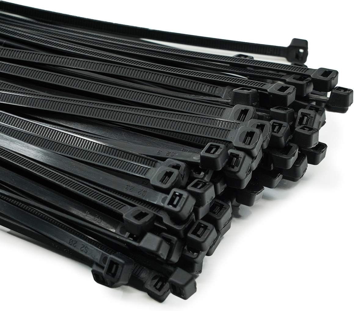 ERKO Kabelbuntband Svart 300 x 3,6 mm Set 100 stycken, Temperaturbeständig Kemisk beständighet, starkt buntband med 18 kg draghållfasthet, för professionella