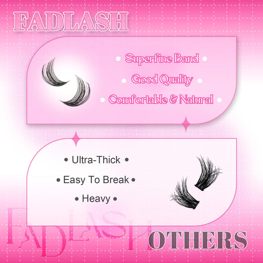 Fadlash Wispy Cluster Lashes DIY individuella fransar 0.07 D Curl 8-16mm 60D fransförlängning återanvändbar mjuk fluffig ögonfransförlängning