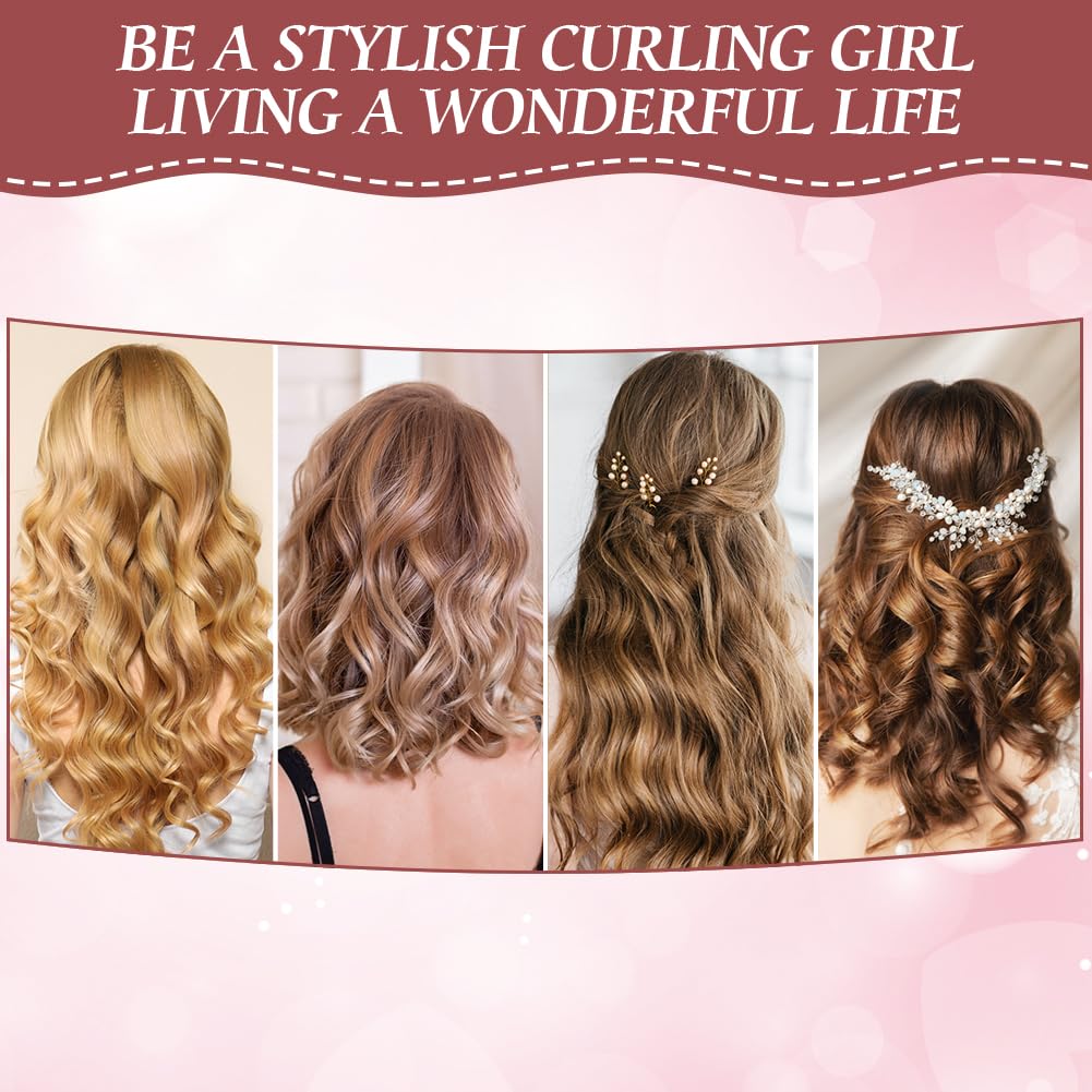 LOPHE 3 st Heatless Hair Curler, Heatless Curls Blowout Stavar Pannband för alla hårtyper, Mjukt hår Roller Stavar med krok (brun, 3pcs)