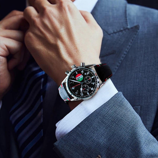 Analog Wristwatch, Mechanical Watch, Automatic Display Waterproof Stylish Men's Timepiece with Leather Strap for Business, Fashion, Calendar and 24-Hour Indication, 43mm Dial