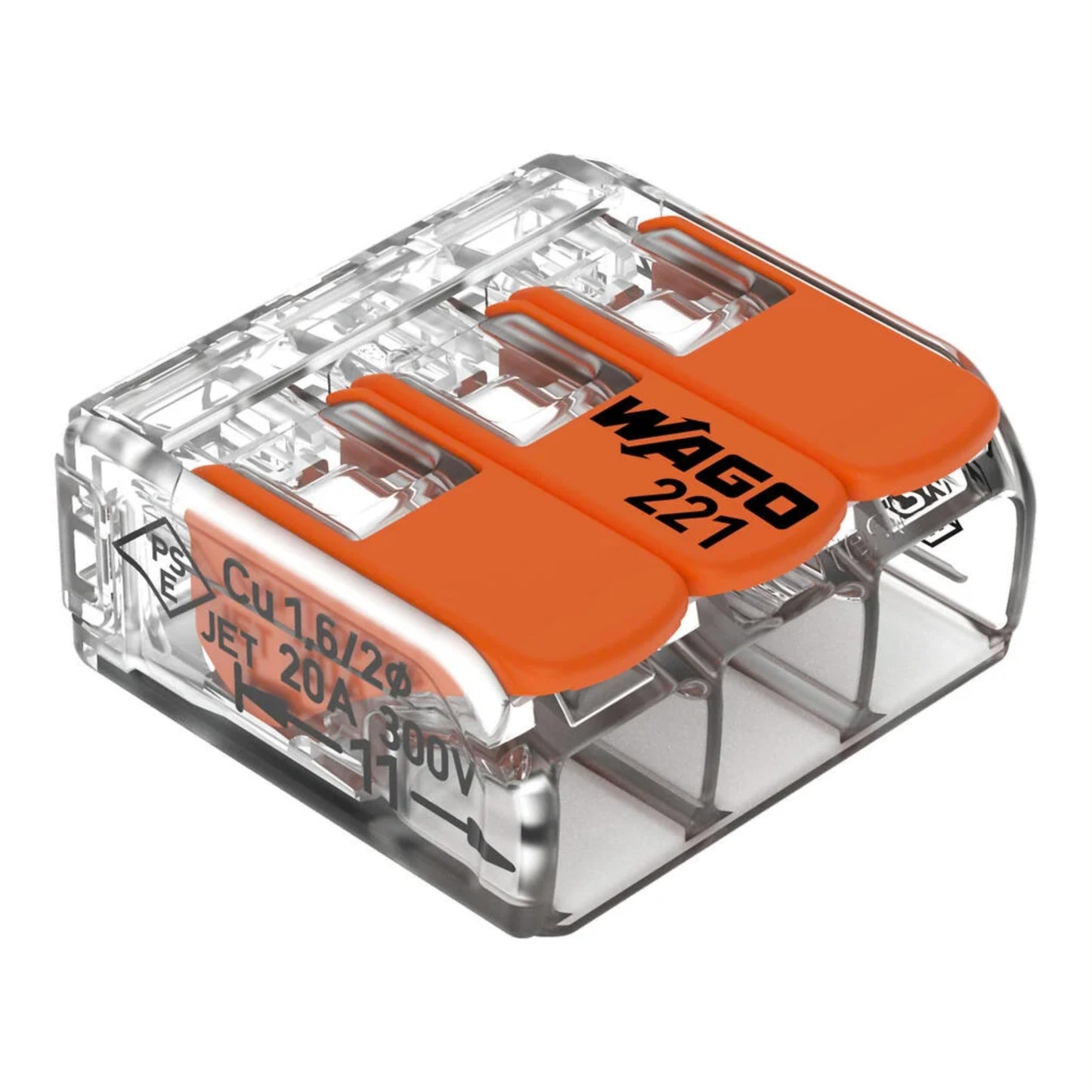Wago 221-413 Compact-Kopplingsklämmor, 3-Steg, 0.14-4 mm², Paket med 50 Stycken