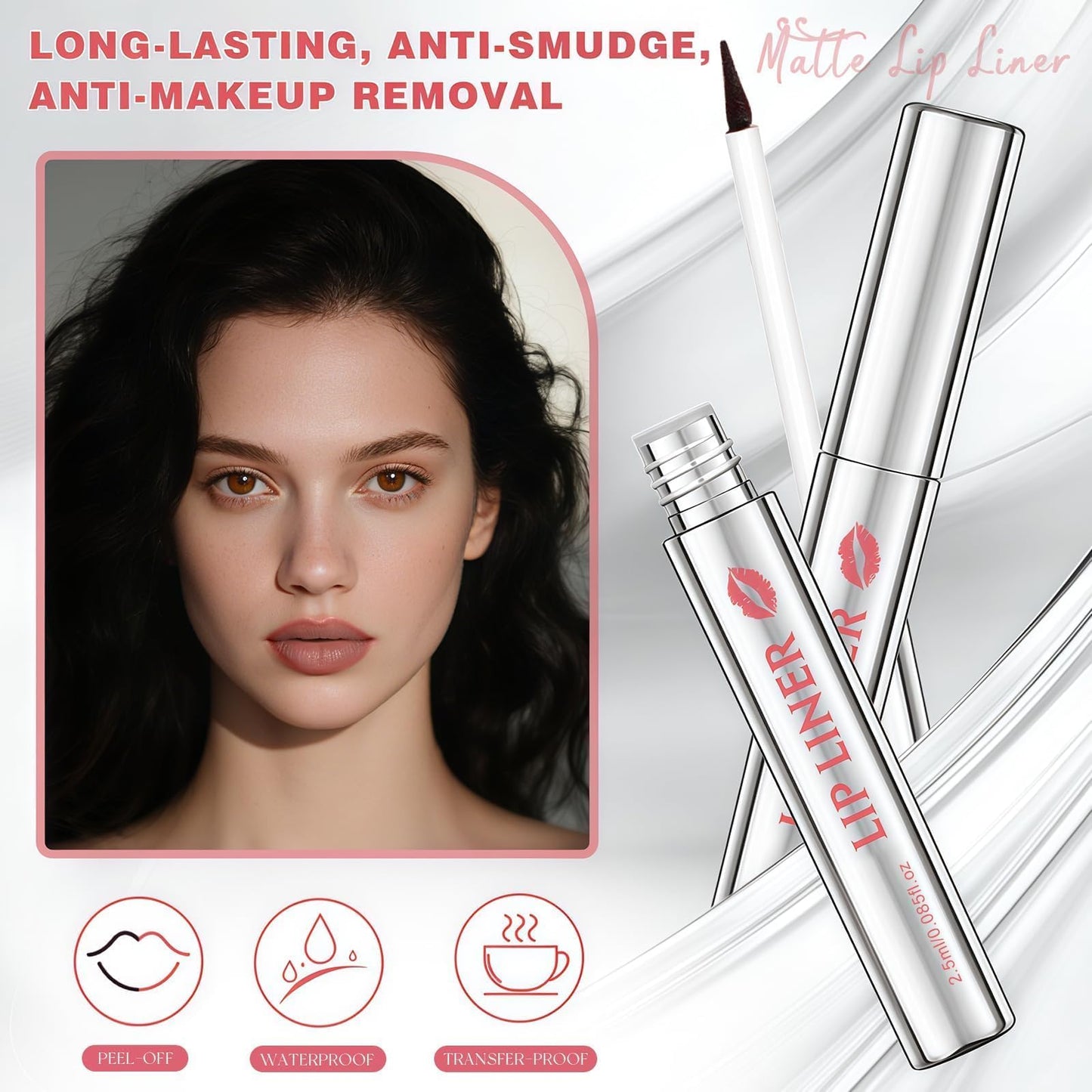 Prreal Peel Off Lip Stain, Vattentät Tattoo Peel Off Lip Liner, Non-Sticky Lips Liner Stain Långbelastning, Matt Finish läppglans Makeup, Rose Rosa