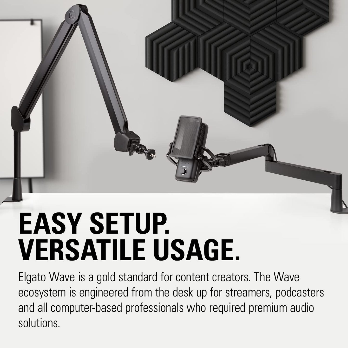 Elgato Wave:3, förstklassig USB-kondensatormikrofon av studiokvalitet, för strömning, poddsändning, spel, hemmakontor, gratis mixerprogramvara, ljudeffekts, anti-distorsion, plug’n’play, Mac, PC