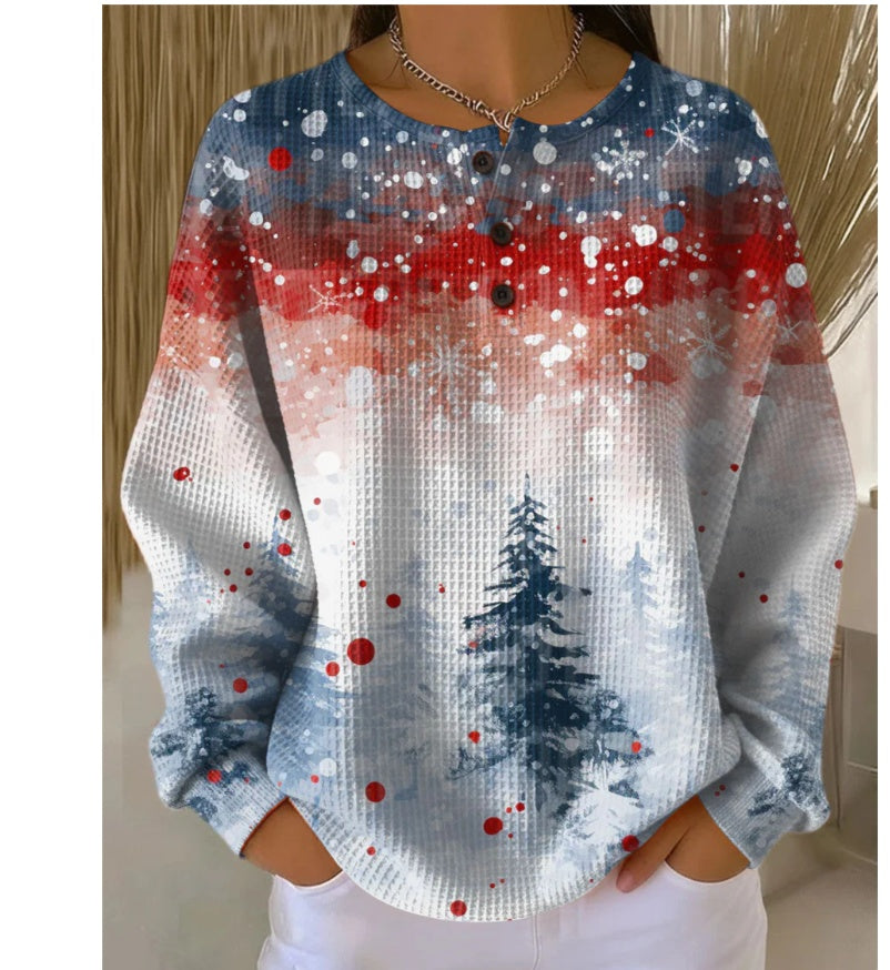 Woolen Button V-Neck Women's Sweater