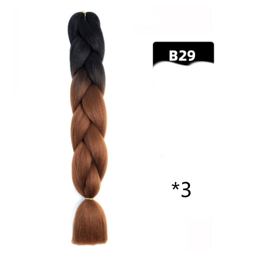 Color Big Braid African Chemical Fiber High Temperature Silk Wig Gradient