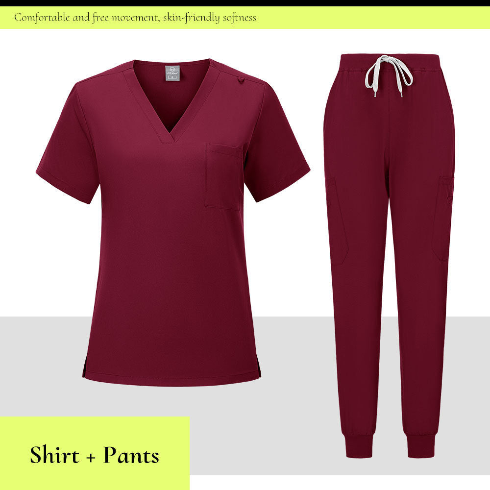 V-neck Medical Scrub Top And Pant Set