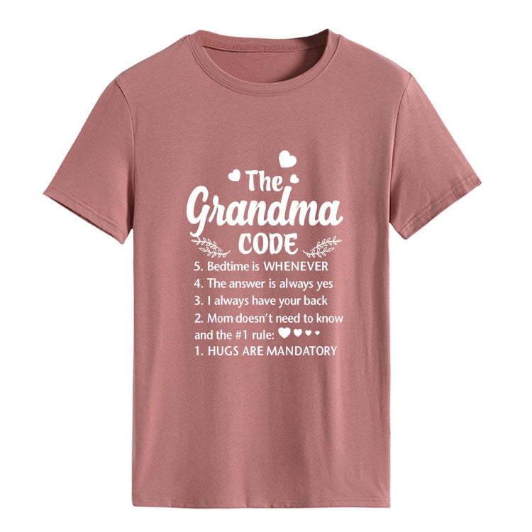 The Grandma Code Round Neck Letter Print Short Sleeves